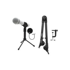 Samson Q2U USB XLR Microphone Boom Arm Microphone Stand Bundle (White)