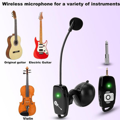 Wireless Instrument Microphone for Acoustic Guitar: 2.4G Cordless Clip-On Mics S