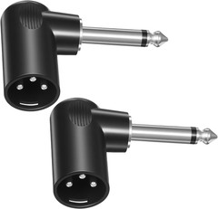 Right Angle Adapter XLR Male to 1/4 TS Female 90 Degree Plug 2 Pack Adjustable