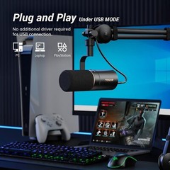 Dynamic Microphone, USB/XLR PC Microphone for Podcast, Recording, Live Stream…