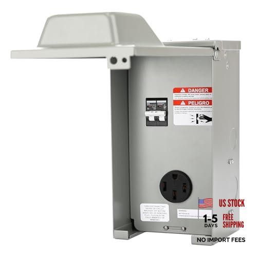 50 Amp RV Power Outlet Box with Breaker, ETL Listed 15.0 x 8.0 7.7 inches