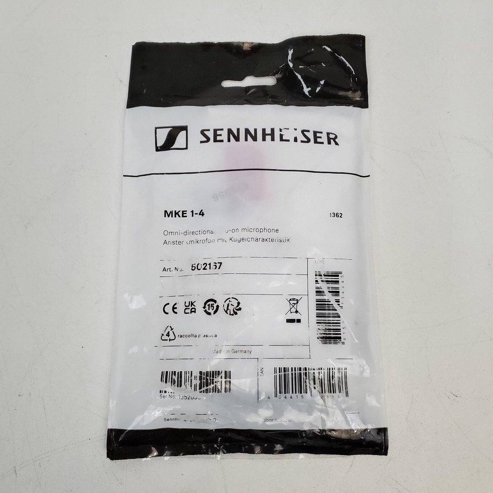 Sennheiser MKE 1-4 Omnidirectional Subminiature Lavalier Microphone 3-Pin Lemo