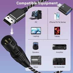 USB to XLR Cable,6.6 FT Audio Converter Cable, Type 6.6Feet, Black