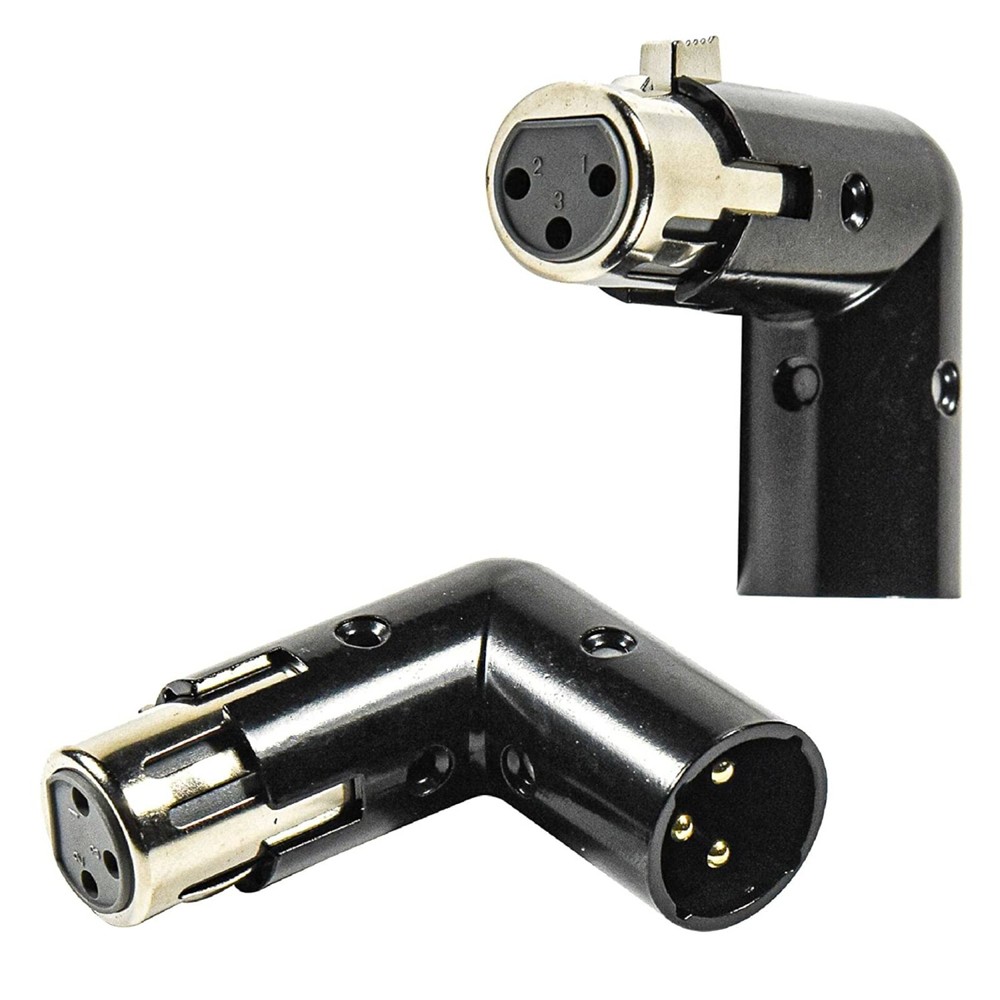 2x HQRP 3-Pin XLR Angle Adapters Dual Male & Female 4 Adjustable Angle Position