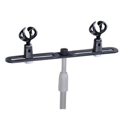 Double Mic Holder Stereo Bar Array Mount TBar Fits 3/8 And 5/8 Inch Stand