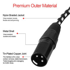 Short XLR Cables, Microphone Cable 2Ft Feet 6 Pack, Mic Cord Braided Balanced 3