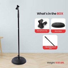 Microphone Stand – Universal Mic Mount with Heavy Compact Base, Height