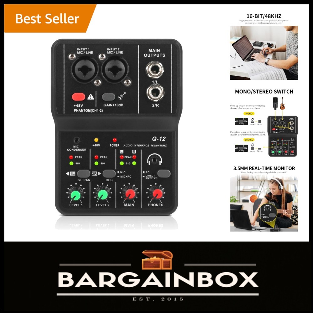 Compact USB Audio Interface for PC – 2-Channel XLR & 3.5mm Microphone Input