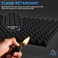 Focusound Pyramid Acoustic Foam Panels 48x24x2 Soundproof Noise Cancelling
