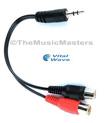 6 inch 3.5MM (1/8″) Stereo Male to Dual RCA Female Jacks Audio Cable Wire VWLTW