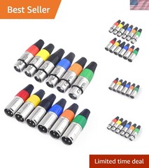 Compact 3-Pin XLR Connectors – Nickel-Plated Silver, 6 Colors, Perfect for DMX