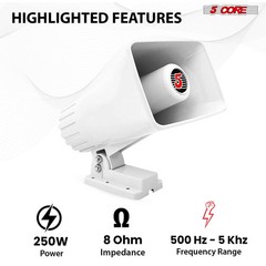 5 Core Horn PA Speaker 8Pcs 8 Inch 65W Loud Audio 8Ohm Outdoor Speakers System
