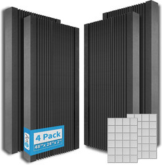 Art3D 4-Pack Wedge Design Acoustic Foam Panels, 48″ X 24″ X 2″ High-Density Soun
