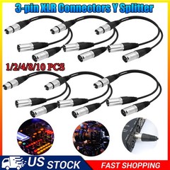 3Pin XLR Female Jack To Dual 2 Male Plug Y Splitter Cable Adapter Microphone