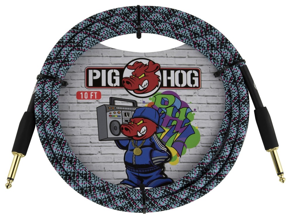 Pig Hog PCH10GBL Instrument Cable, Blue Graffiti
