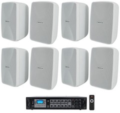 Rockville 70v Commercial/Restaurant Amplifier/Bluetooth Receiver+(8) 4″ Speakers