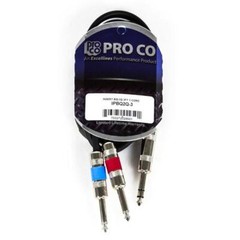 ProCo Excellines IPBQ2Q-3 1/4″ TRS Male to Dual 1/4″ TS Male Insert Cable, 3ft