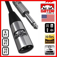 XLR 3-Pin Male to 1/4″ Plug TS Microphone Mono Cable Unbalanced Shielded Audio