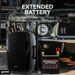 Gemini Sound 12″ Portable Bluetooth PA Speaker with Trolley & 12 in, Black
