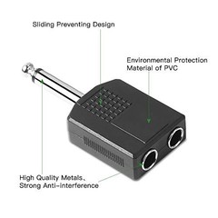 1/4″ 6.35mm Stereo Plug Male to Dual 1/4″ 6.35mm Jack 1/4 Audio Splitter TS