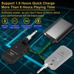 Plug-and-Play Wireless Guitar Transmitter Set – High-Quality Sound, Silver/Black