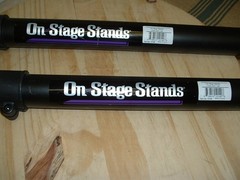 2) On-Stage Stands adjustable speaker poles, subwoofer pole mount
