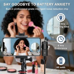 Wireless Microphone 3 in 1 Mini Mic for iPhone/Android, LED Display Lavalier Mic