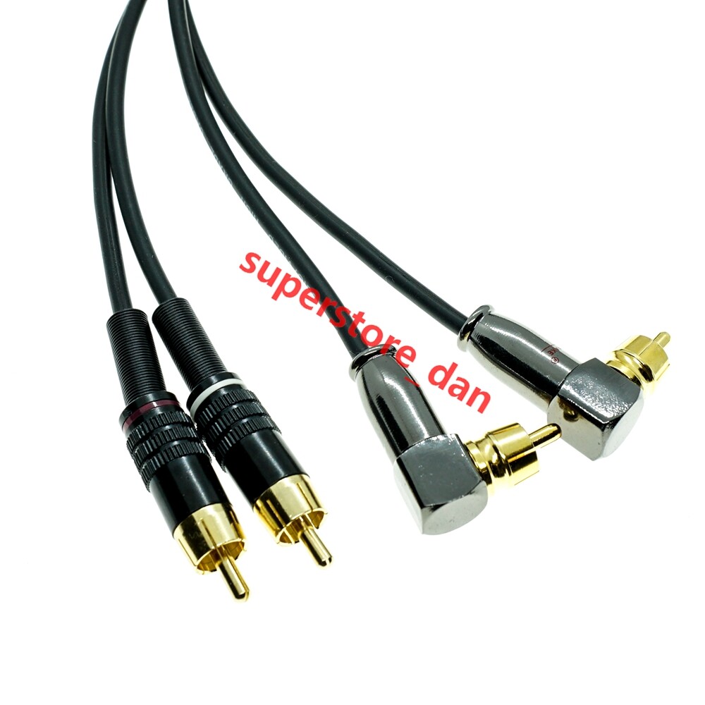 2 RCA right angle to 2 RCA Cable Male Stereo Audio Video Cord Adapter Golden