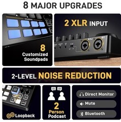 Podcast Equipment Bundle: Audio Interface mixer with Dual XLR Input for Podca…