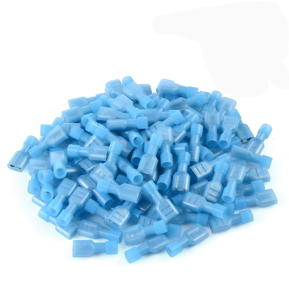 100 Pcs XHF Blue Nylon Female Spade 100PCS, Blue(16-14AWG)
