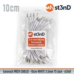 15 pcs Modular Eurorack PATCH CABLE – WHITE 10cm – 3.5mm Mono – TS Jack