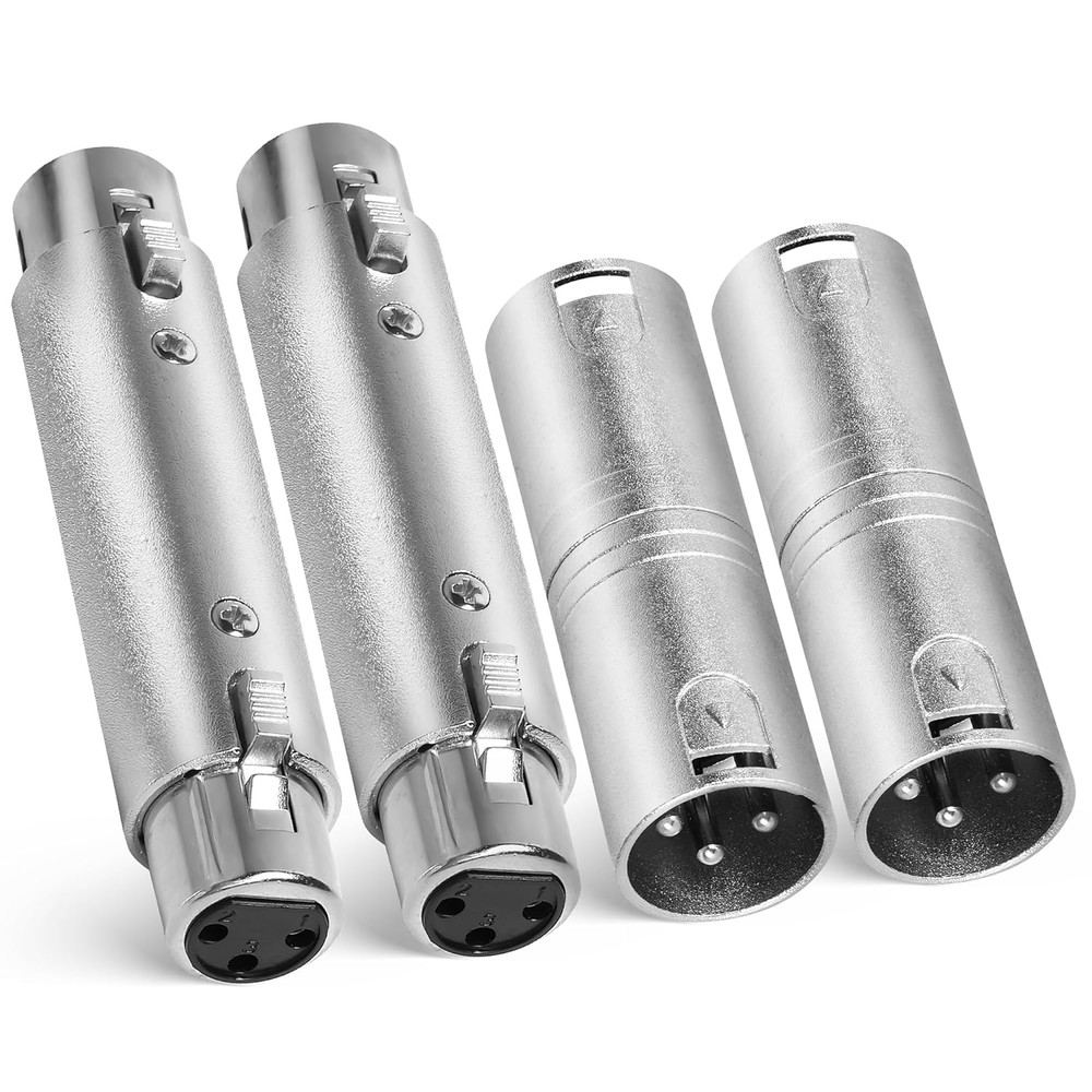 XLR Connector Adapter Set – 4 Pack, 2 Male and 2 Female Gender Changers