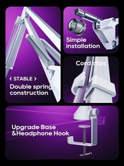 Boom Arm Micophone, Mic Arm Desk Mount Foldable with 3/8“ to 5/8“ Screw Adapte