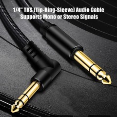 3Ft Gold-Plated TRS Instrument Cable – Right Angle for Electric Guitar & More