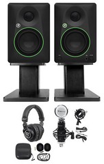 2 Mackie CR4.5BT 4.5″ Studio Monitors+Tone Control+Mic+Headphones+Desktop Stands