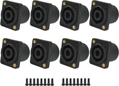8 Pack Black 4-Pin Speakon Connector Jack for Speaker Cables