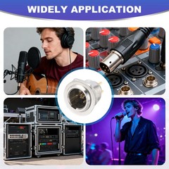 4PCS Mini XLR Connector, 5 Pin Male Mini XLR Socket Connector, Silver