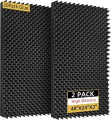 2 Pack Sound Proof Foam Panels | 48″×24″×2″ Egg Crate Foam Pad | High Density…