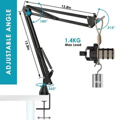 Microphone Boom Arm with Pop Filter & Foam Windscreen for Better Recording