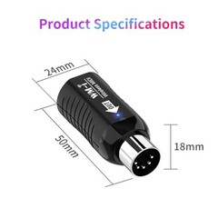 Wireless MIDI Adapter Rechargeable Audio Transmitter Receiver 2.4GHz Ultra-Low