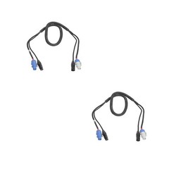 2 PowerCon & 3pin DMX Dual Link Cables 10 ft Extension Jumper cables 14 AWG