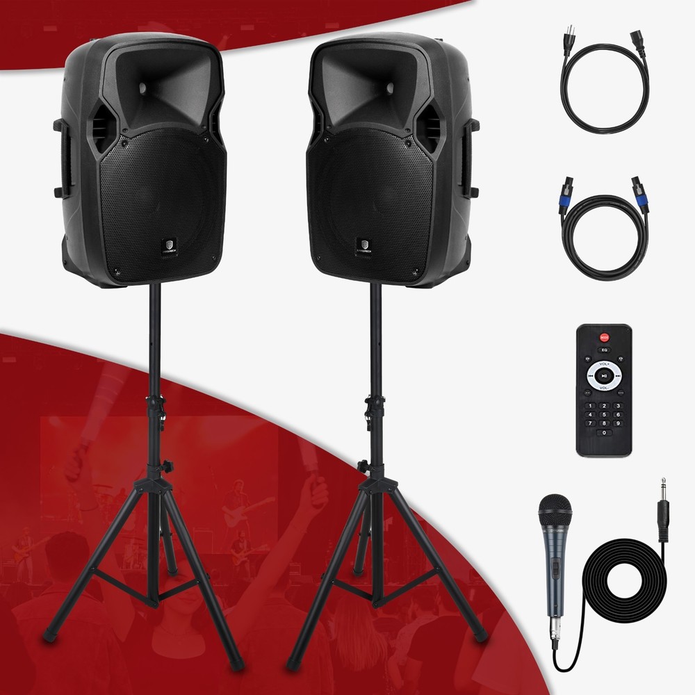 PRORECK Party 12 Powered PA Speake System 12 INCH 1000W 2-Way Bluetooth/USB Set