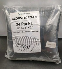 Sonicreative SCAFW124AS-US Acoustic Foam Panels Black 24 Pack 12x12x1 NEW READ