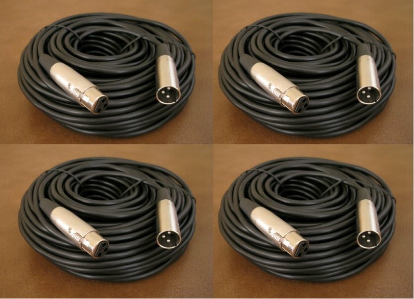 4 NEW Pack 50FT XLR 3Pin Male to Female Mic Microphone Audio Cord Shielded Cable