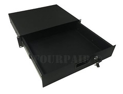 2 Space 2U Heavy-Duty 19″ Lock Locking Deep Rack Mount Drawer DJ Rack Road Case