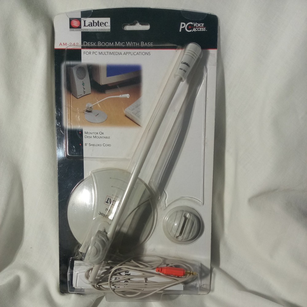 Labtec AM-242 Cable Consumer Microphone Desk Boom Mic w/ Base NCAT New N Package