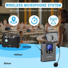 Wireless System With Dual Headset Microphones/lavalier Lapel Mics And Bodypack T