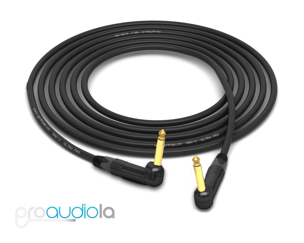 Gotham GAC-1 Ultra Pro Instrument Cable | Neutrik Gold 90° 1/4″ | 25 ft | 7.6 m