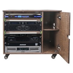 Sound Town 11U Plywood Studio Rack Slide-Out Trays Weathered Brown SDRK-CR11B