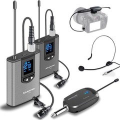 Dual Channel Wireless Lavalier Microphone System – Volume Control for iPhone, DS